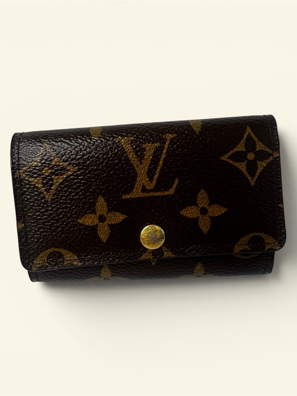 Louis Vuitton Monogram Canvas Dark Brown Wallet with Gold Hardware